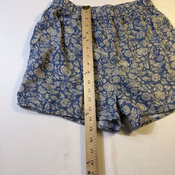 Women's Floral High-Rise Pull-On Shorts Universal Thread Blue‎ XS Pockets Linen - Picture 6 of 10